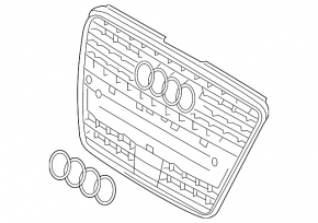 Radiator grill Audi Q7 4L 07-09 matte gray, chrome frame, S-line