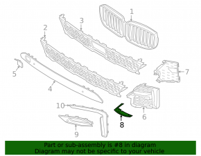 Front bumper trim, lower right, BMW X7 G07 19-22 M-Sport