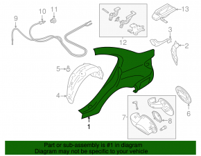 Quarter wing rear right Subaru Impreza 4d 17-23 white, butt