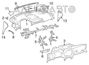 The lower dashboard frame of the Lexus CT200h 11-17