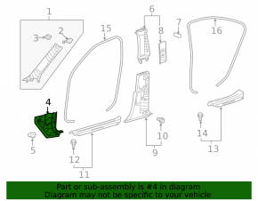Front pillar trim lower right Lexus LS460 LS600h 07-17 black