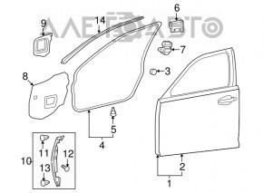 Door bare front left Lexus LS460 LS600h 07-12 white butts