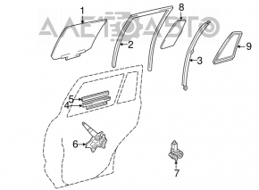 Rear left door glass guide for Toyota Highlander 01-07