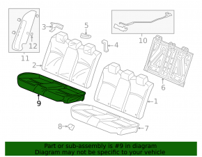 Honda Civic XI FE/FL 22-24 Sport 2nd row rear seat cushion trim, combined black and gray