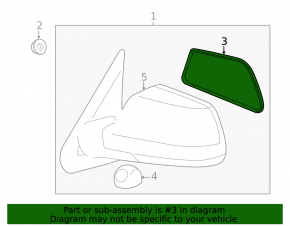Left mirror element for Toyota Tundra 2008-21, heated, aspherical
