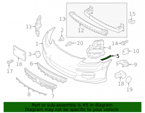 Front bumper mount (bumper-wing) left Porsche Panamera 10-13