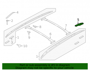 Rear left longitudinal rail trim Ford Escape MK3 13-19 black, butt