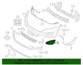 Left fog light cover for Ford Edge 15-18 pre-restoration