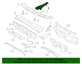 Windscreen wiper grille plastic right VW Jetta 19-