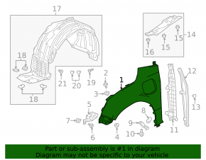 Front left wing Honda Clarity 18-21 usa