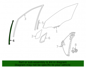 Front right door glass guide Toyota Sienna 21-25 front
