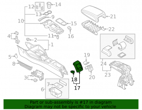 Audi A3 8V 15-20 rear center console trim, black