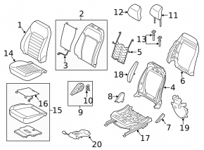 Headrest front left Ford Fusion mk5 17-20 adjustable, leather, gray