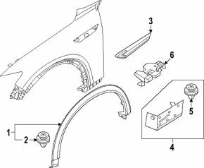 Front right fender arch trim mount for Mazda CX-90 24-26