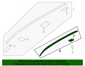 Right longitudinal roof rail for Mazda CX-50 23-25 chrome