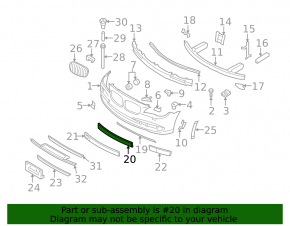 Lower front bumper grille BMW 7 F01 11-15 Without m package, 760, 740 models, without active cruise, Without m package, 750 models, without active cruise, Without m package, 2013-15, without ac