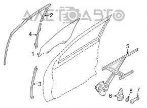 Front right door glass guide Nissan Versa 12-19 usa light
