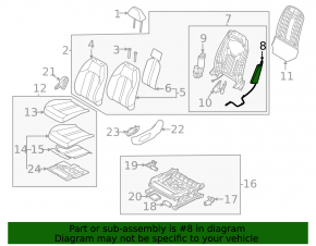 Kia K5 21-24 left seat airbag for electric seat, without lumbar support