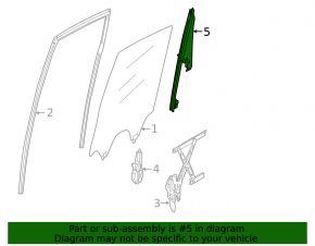 Rear left door glass guide Nissan Pathfinder 13-20 without plug triangle