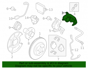 Brake caliper assembly rear right BMW 5 F10 11-16 electric