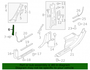 Front pillar trim middle right Volvo V90 17-22 usa black