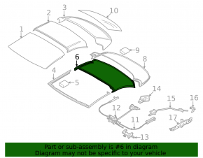 Seal for central part of folding roof with moldings BMW 4 F33 14-20 convertible, glossy black