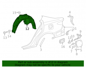 Rear right mudguard Lexus ES300h ES350 13-18