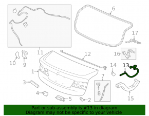 Trunk lid hinge right Acura TLX 15-