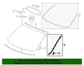 Windshield molding left Acura MDX 14-16