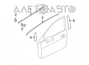 Molding door-glass center front left Nissan Versa 1.8 10-12