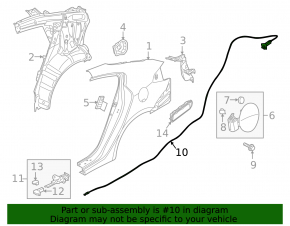 Fuel filler flap cable Kia Forte 4d 14-18