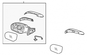 Right side mirror assembly for Hyundai Santa FE Sport 13-18, 8 pins, BSM, turn signal