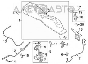 Console center armrest and cup holders Nissan Versa 12-19 usa automatic transmission black