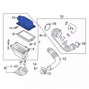 Air filter housing upper part Ford Explorer 20- 2.3T