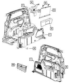 Arch trim left Dodge Grand Caravan 11-20 beige rear air conditioner