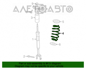 Dodge Dart 13-16 right rear spring, white and yellow