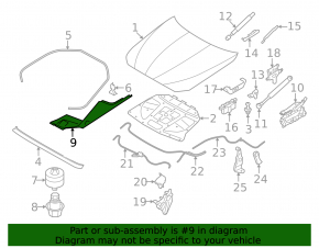 Right hood-wing seal for BMW 5 F10 11-16