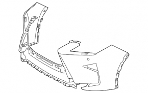 Bare front bumper Lexus RX350L RX450hL 18-19 long for parking sensors and headlight washers
