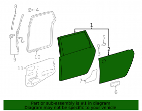 Door bare rear left Toyota Sienna 11-20