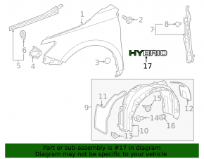 Hybrid Wing Emblem Left Toyota Camry v55 15-17 USA