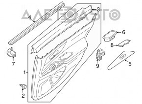 Door trim panel rear left Nissan Altima 13-14 black