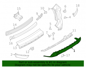 Nissan Rogue 24-26 black rear bumper center lip