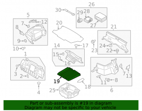 Hyundai Sonata 15-15 black trunk floor