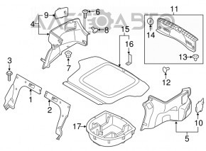 Hyundai Sonata 15-15 black trunk floor