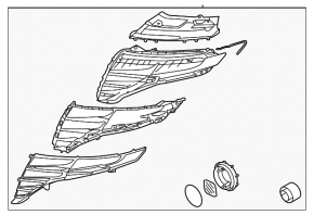 Left Hyundai Tucson 22-26 LED Daytime Running Light (DRL) assembly, gray, broken mounts
