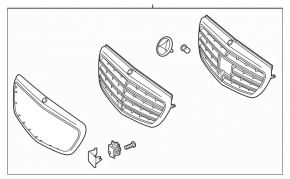 Radiator grill assembly grill Mercedes W213 E 300/350/400/450 17-20 without radar under camera, Luxury