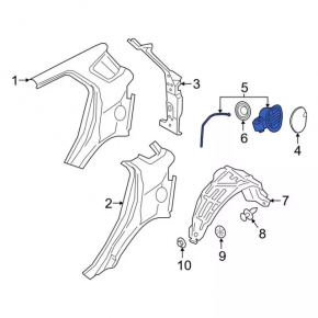 Fuel filler flap with housing Ford Ecosport 18-22 broken mount