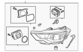 Front left headlight complete Audi A6 C8 19- halogen + LED with seal