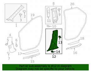 Lexus RX350 RX450h 16-22 black lower left center pillar trim