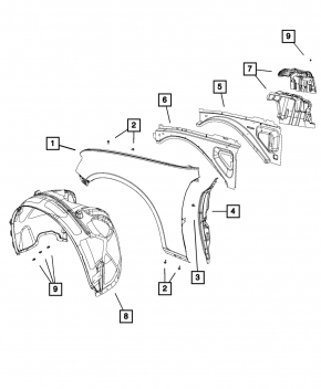 Front right quarter Dodge Charger 15-20 rest gray
